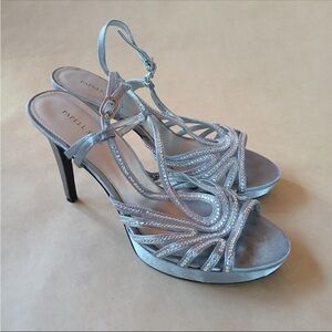 Woman Dress Heel Papell Studio Macys Silver With Rhinestones Size 8 Homecoming